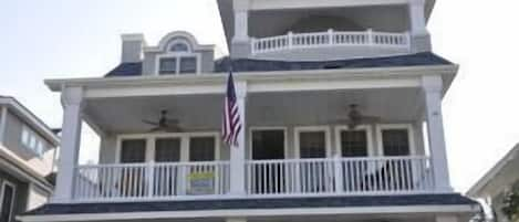 Front View of 2nd and 3rd floor covered porches.