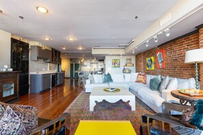 View from living area to kitchen 