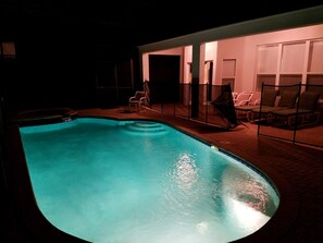 Beautiful and Child-Safe Pool Area at Night 