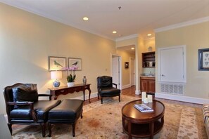 The living area is the perfect place to relax with friends and family. 