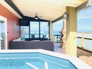 The pool - for your private/exclusive use - is located next to the living space.