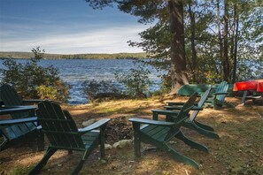 Fire pit by the lake.