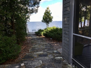 This is the view of the water as you walk the stone path from the house.