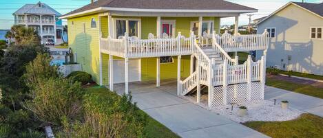 View of the Coral Cottage from Ocean Drive. 2nd-row Oceanfront home.