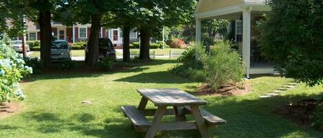 View of side yard, back to front