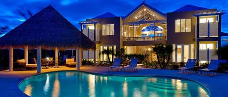 Night time at Windhaven Beach Villas on Long Bay Beach Providenciales vacation