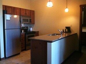 Kitchen with all stainless appliances