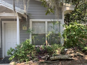 This is the door you will come in through. Native plants offering wildlife food