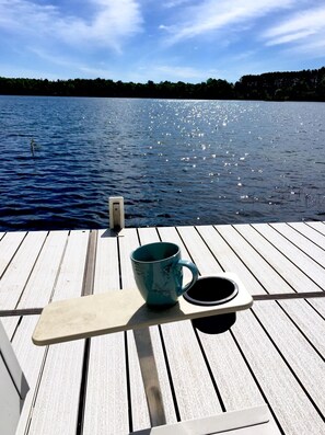 Morning coffee on our private dock.