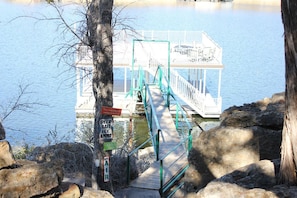 Closer view of dock.  Lounge furniture up top for amazing views of the sunset!