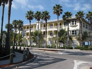 View of the front of the condo building