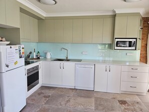 Brand new kitchen with dishwasher, Bosch induction cooktop, SMEG oven, microwave