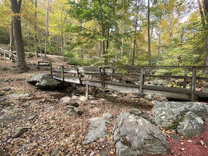 Walking Bridge to picnic area with firepit