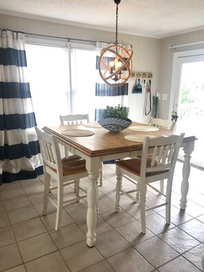 Dining room open to the living room.  Seating for up to 8 at the table