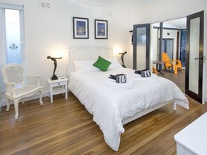 Queen Bedroom opens onto the Deck through French Doors
