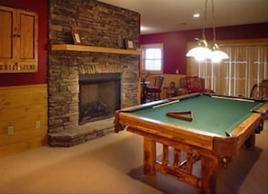 Game Room with Log Pool Table