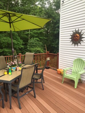 Grill and gas fire pit on the deck