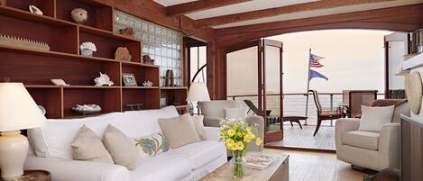 Living room with deck just through the French doors