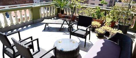 private terrace overlooking Zagreb rooftops