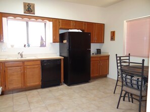 Painted Kitchen with new Frig.