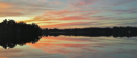 Gorgeous sunset view over glass-like lake!