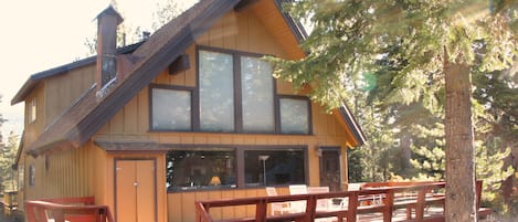 Back of the house with distant lake view.