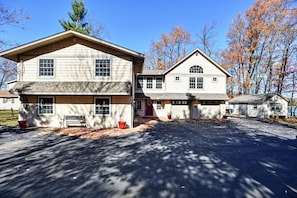 View from the drive way; which is huge and can accommodate up to 10 cars.