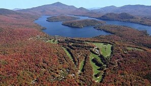 A spectacular view of the Whiteface Club & Resort, Lake Placid and Whiteface!