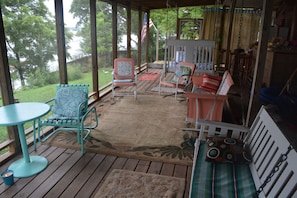 Spacious porch is great 1362 place for watching lovely lakeside sunset