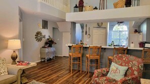 Very open living area with 3rd bedroom overlooking the living space.