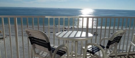 Spectacular view of beach and Gulf from the balcony - all that's missing is you!