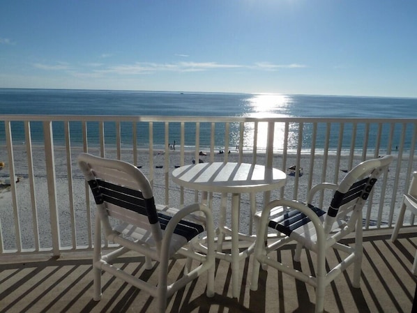 Spectacular view of beach and Gulf from the balcony - all that's missing is you!