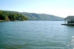 View of mountain and cove to main body of water.