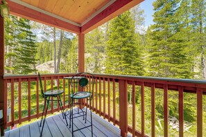 Balcony | Access From Game Room | Bistro Seating | Forest Views