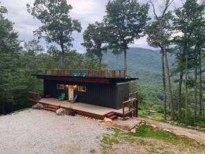 The front view of the Appalachian Mountain Container Cabin. Check out that new 4