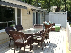 Lounging on the deck overlooking the water