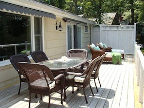 Lounging on the deck overlooking the water