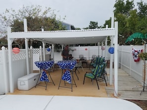New enlarged permanent gazebo and patio area