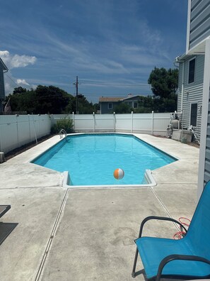 16 x 36' sports pool from covered gazebo area, keep an eye on kids in comfort