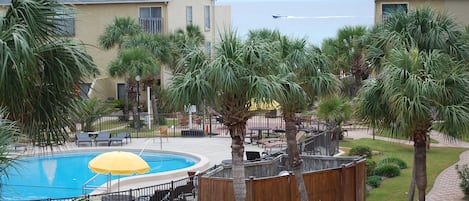 Water and courtyard view from Master bedroom balcony