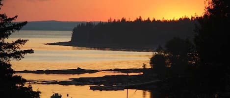 This isn't Photoshop!  Late July sunset over the cove toward Blue Hill Bay.