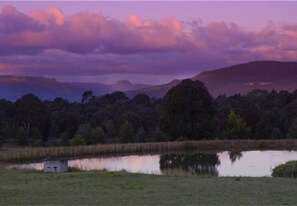 The stunning view from the verandah at sunset.