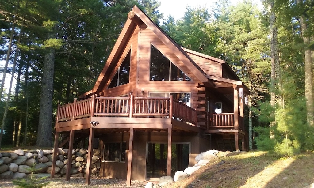 Back of cabin facing the Flambeau River 60 feet from shoreline