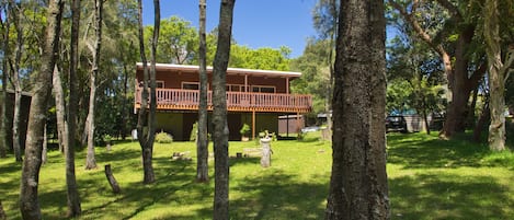 Broulee Headland Beach House seen from the end of the garden