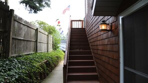 Outside stairs leading to front deck.