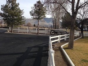 Newly paved parking area.