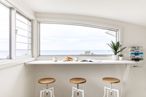 The sun room - perfect for whale watching in winter or a surf check year-round. 