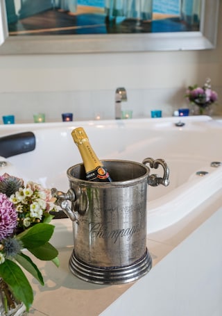 bubbles in the spa overlooking the sea