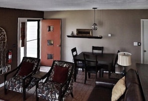 Living room and dining area.