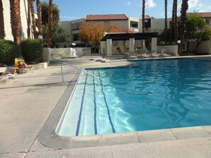 Enjoy this very large year round heated pool